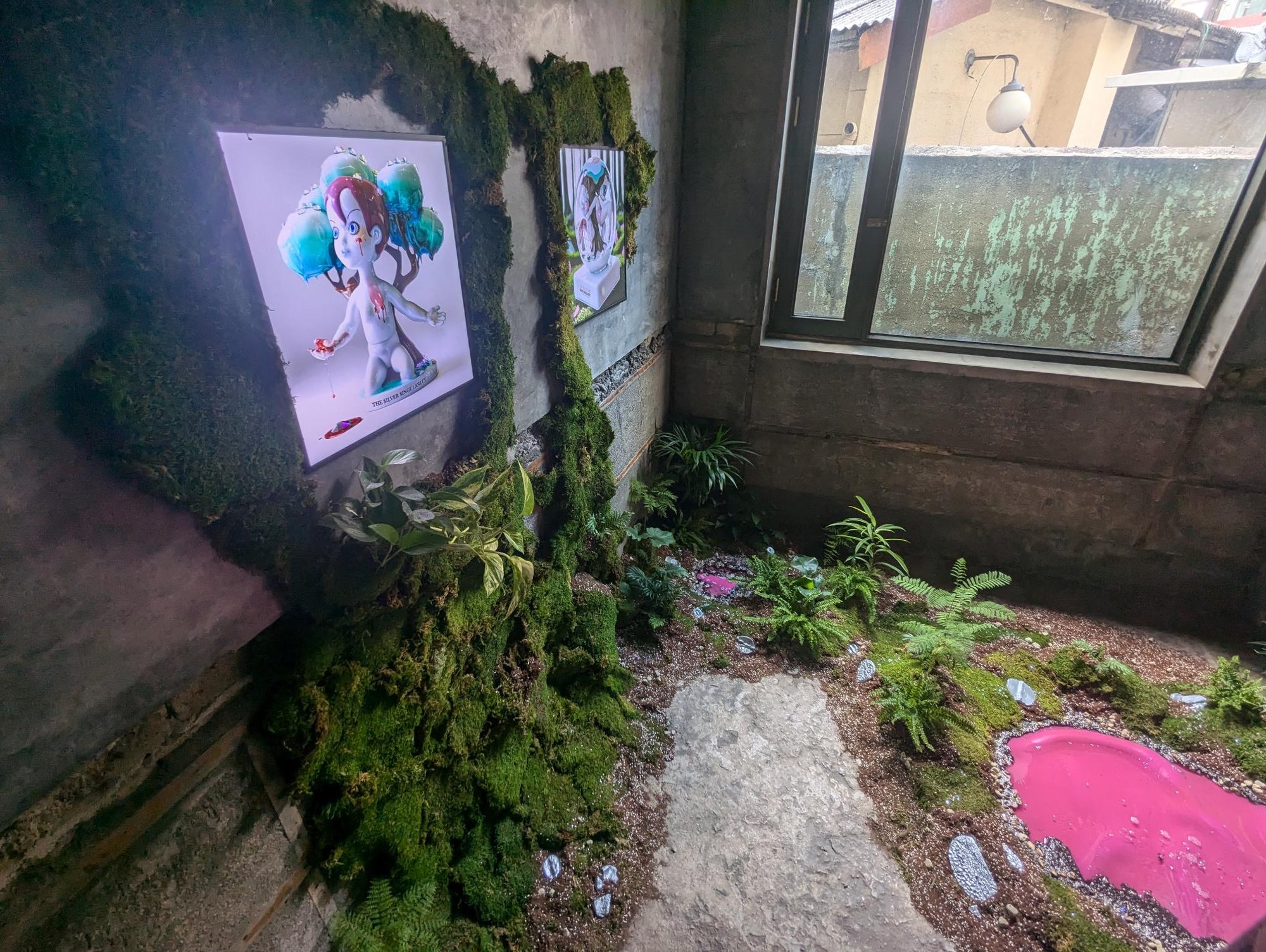 Installation with screens, phone photograph